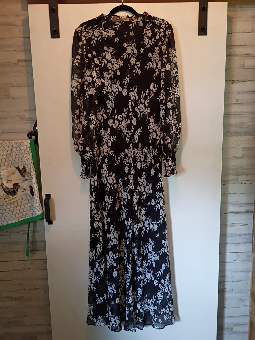 Calvin Klein Black Maxi Dress with Light Blue Floral Print - Picture 8 of 13